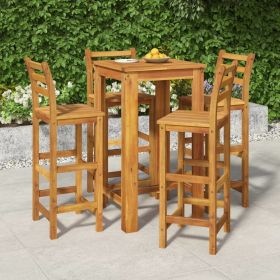 5 Piece Patio Dining Set Solid Wood Acacia