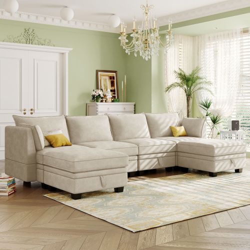 U_Style Modern Large U-Shape Modular Sectional Sofa, Convertible Sofa Bed with Reversible Chaise for Living Room, Storage Seat U_Style Modern Large U-Shape Modular Sectional Sofa, Convertible Sofa Bed with Reversible Chaise for Living Room, Storage Seat