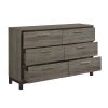 Contemporary Styling 1pc Dresser of 6x Drawers with Antique Bar Pulls Two-Tone Finish Wooden Bedroom Furniture