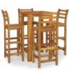 5 Piece Patio Dining Set Solid Wood Acacia