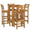 5 Piece Patio Dining Set Solid Wood Acacia