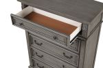 Grace Traditional Style 5-Drawer Chest Made with wood in Rustic Gray