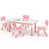 Kids Table and Chairs Set for 4 with Graffiti Desktop