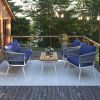 4-Piece Patio Furniture Set, Outdoor Furniture with Acacia Wood Table