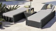 Direct Wicker Outdoor Patio Adjustable Backrest Rattan Chaise Lounge Set with Cushions