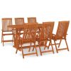 7 Piece Patio Dining Set Solid Wood Eucalyptus