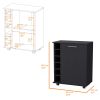 Rawlins Bar Cart with 6-Bottle Rack, Storage Cabine and Mobile Caster Wheels, Black