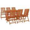 7 Piece Patio Dining Set Solid Wood Eucalyptus
