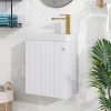 [Viedo]Contemporary 16" Wall-Mounted Bathroom Vanity Combo Cabinet with Ceramic Basin - Ideal for Small Bathrooms