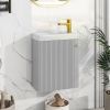 [Viedo]Contemporary 16" Wall-Mounted Bathroom Vanity Combo Cabinet with Ceramic Basin - Ideal for Small Bathrooms