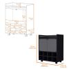 Minneapolis Bar Cart with Integrated 8-Bottle Rack, Glass Encased Cabinet and Aluminum Bar Top, White